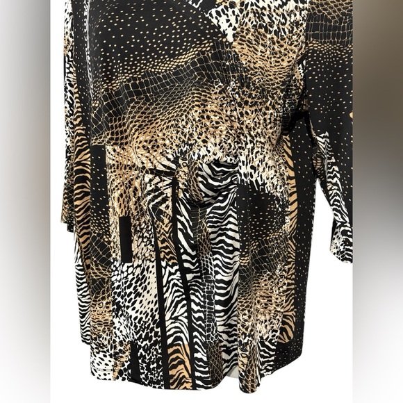 NWOT, Claire France, Plus-Size Animal Print Blouse, 2X, Black, Tan, White - Picture 6 of 9